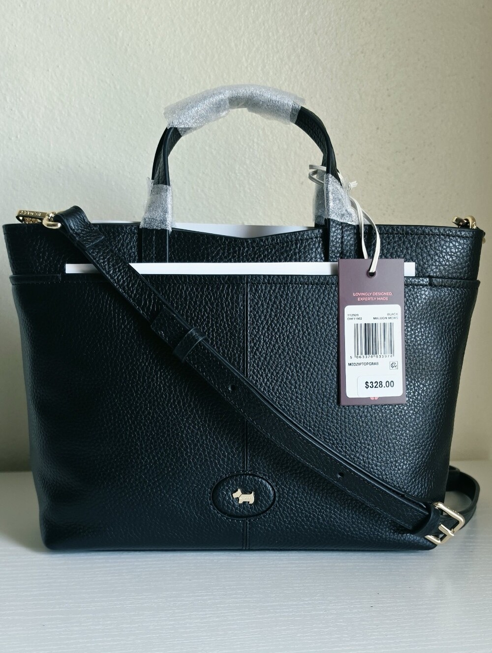 Radley London Maldon Mews Medium Leather Ziptop Satchel Crossbody Black NWT $328